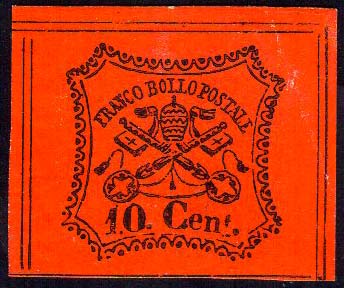 1867 - 10 cent. vermiglio arancio ... 