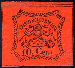 1867 - 10 cent. vermiglio arancio ... 