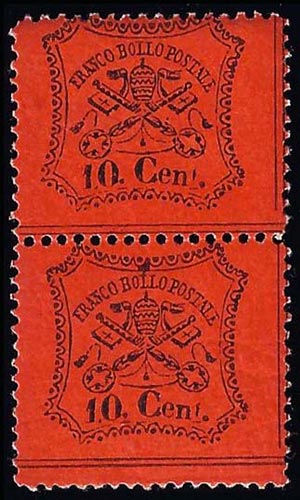 1868 - 10 cent. vermiglio arancio, ... 