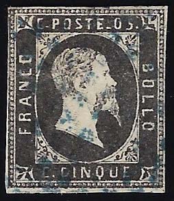 1851 - 5 cent. nero, I tiratura ... 