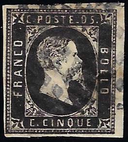 1851 - 5 cent. nero, I tiratura ... 