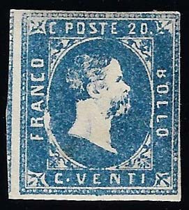 1851 - 20 cent. azzurro chiero ... 