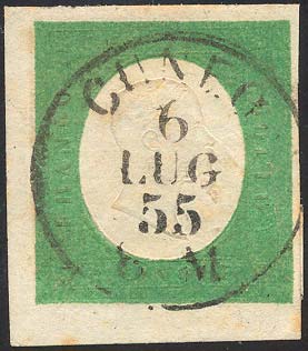 1854 - 5 cent. verde giallo (7), ... 