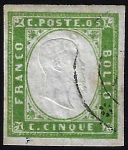 1855 - 5 cent. verde giallo vivace ... 
