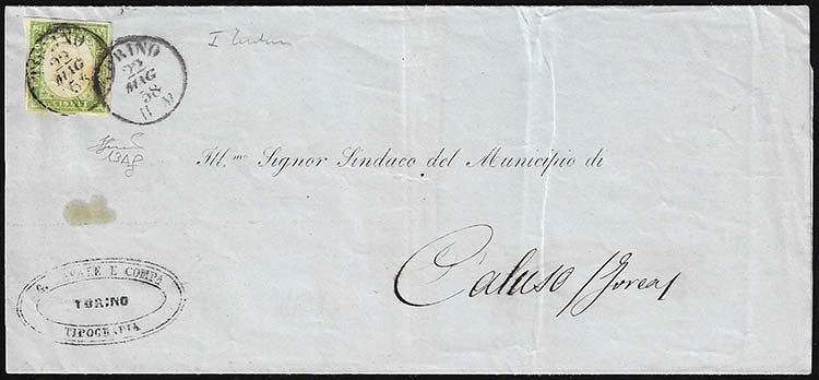 1858 - 5 cent. verde giallo chiaro ... 