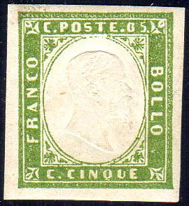 1861 - 5 cent. verde oliva (13C), ... 