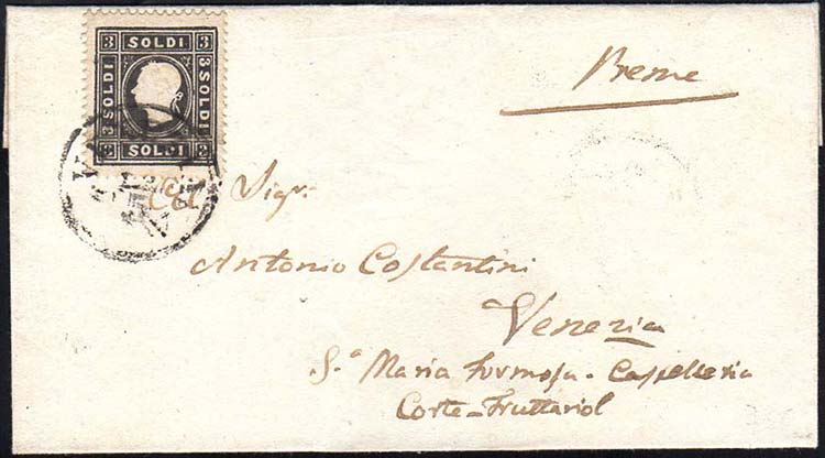 1859 - 3 soldi nero, I tipo (24), ... 