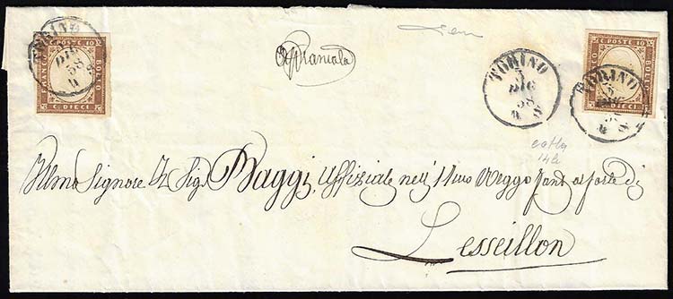 1858 - 10 cent. terra dombra ... 