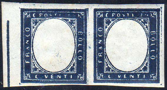 1860 - 20 cent. azzurro scurissimo ... 