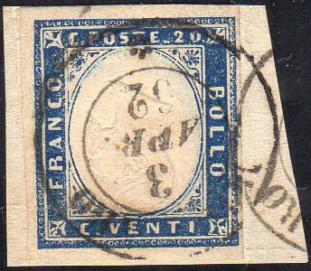 1861 - 20 cent. celeste chiaro, ... 