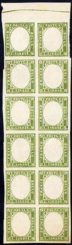 1859 - 5 cent. verde oliva scuro ... 