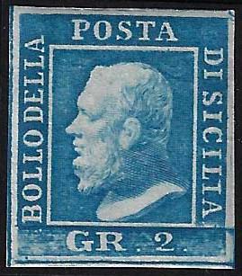 1859 - 2 grana azzurro, III ... 