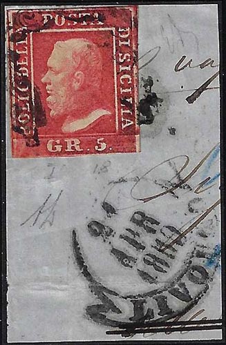 1859 - 5 grana rosa carminio, I ... 