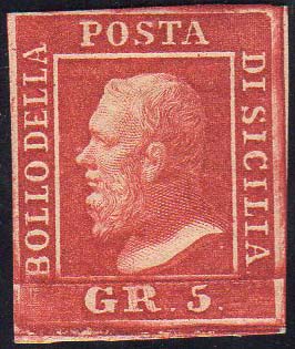 1859 - 5 grana carminio scuro, I ... 