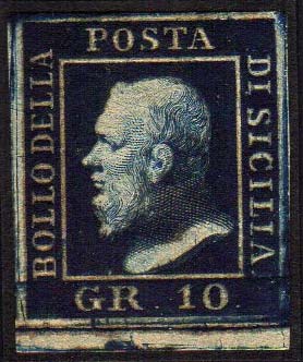 1859 - 10 grana indaco nero (12a), ... 