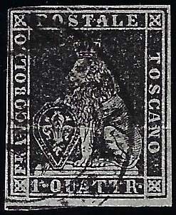 1851 - 1 quattrino nero su grigio ... 