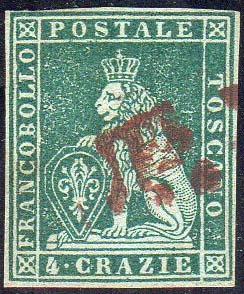 1851 - 4 crazie verde su grigio ... 