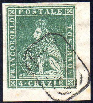 1851 - 4 crazie verde su grigio ... 