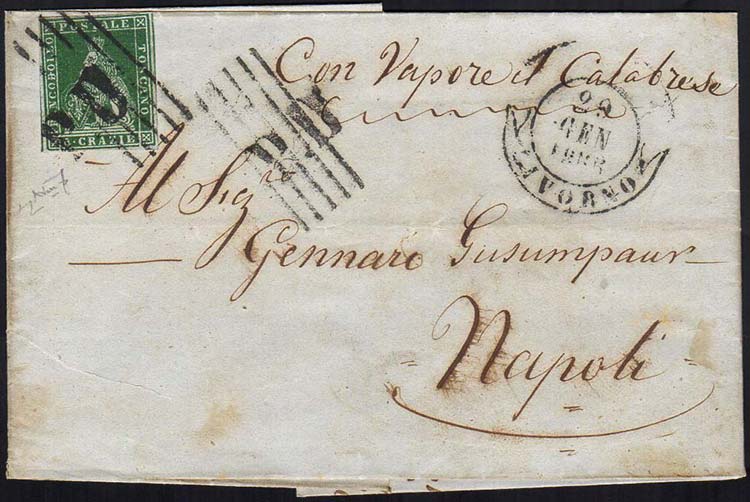 1855 - 4 crazie verde su grigio ... 