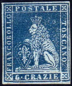 1851 - 6 crazie indaco su grigio ... 