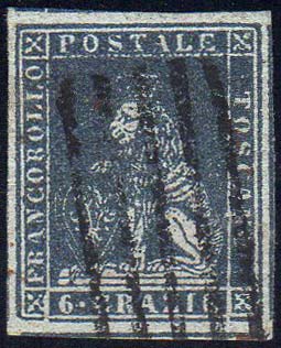 1851 - 6 crazie grigio scuro su ... 