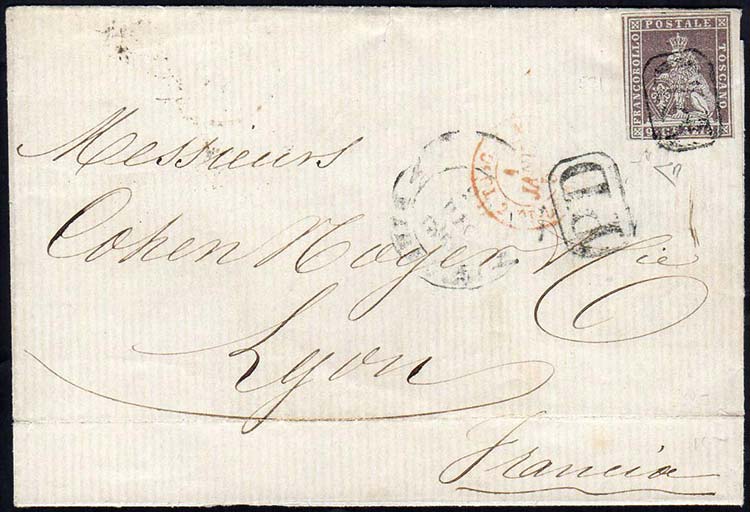 1856 - 9 crazie bruno violaceo su ... 