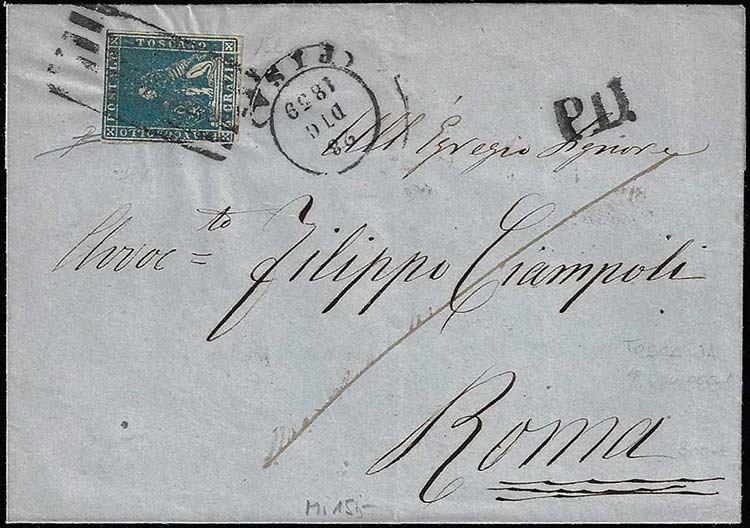 1859 - 6 crazie azzurro cupo, II ... 