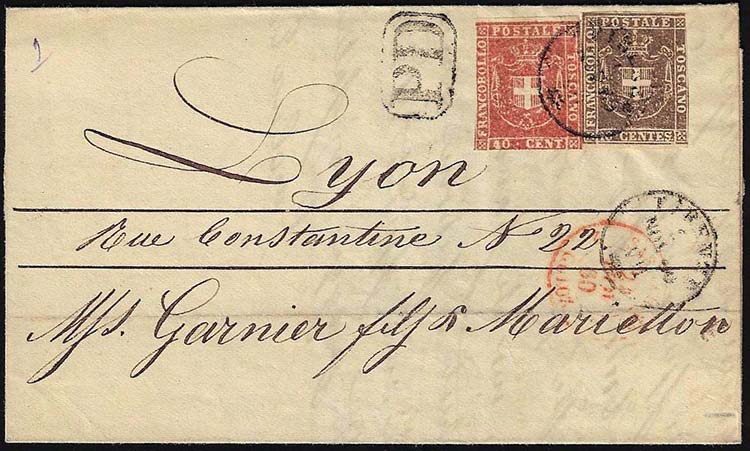1860 - 40 cent. carminio cupo, 10 ... 