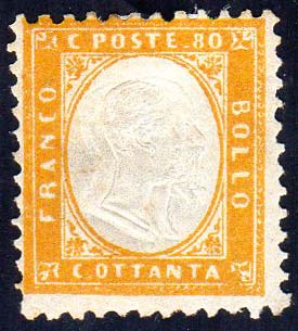 1862 - 80 cent. giallo arancio, ... 