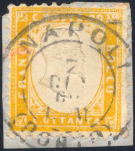 1862 - 80 cent. giallo arancio ... 
