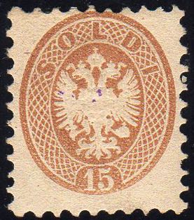 1864 - 15 soldi bruno, dent. 9 1/2 ... 