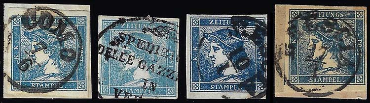 1851 - 3 cent. Mercurio azzurro, I ... 