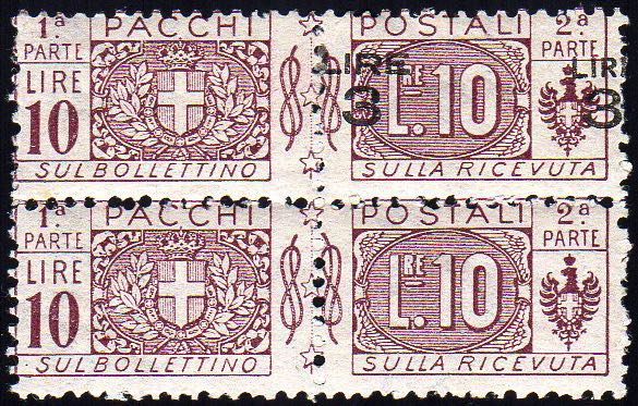 1925 - 3 lire su 10 lire, coppia ... 