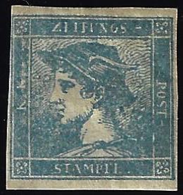 1851 - 3 cent. celeste, Mercurio, ... 