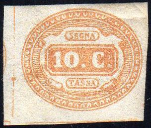 1863 - 10 cent. arancio (1b), ... 