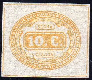 1863 - 10 cent. arancio (1b), ... 