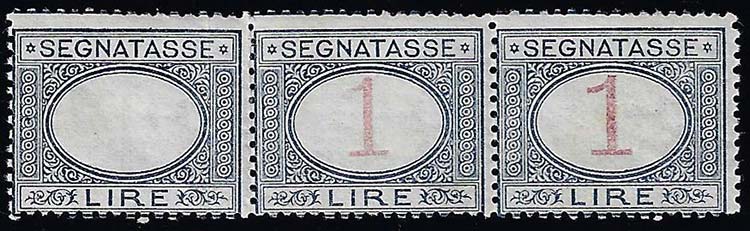 1890 - 1 lira azzurra e carminio, ... 