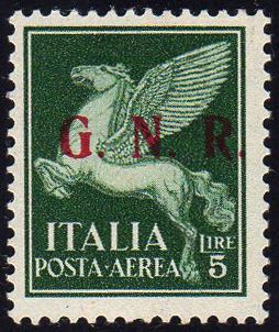 1943 - 5 lire verde, soprastampa ... 