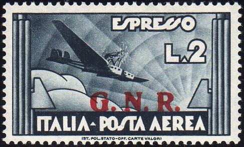 1943 - 2 lire ardesia, soprastampa ... 