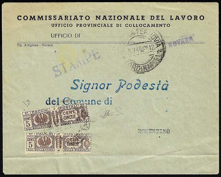 1944 - 5 cent. bruno, fasci al ... 