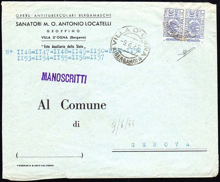 1944 - 30 cent. pacchi postali con ... 