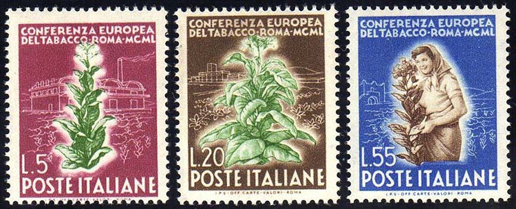 1950 - Tabacco (629/631), gomma ... 