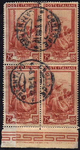 1950 - 25 lire Lavoro, filigrana ... 