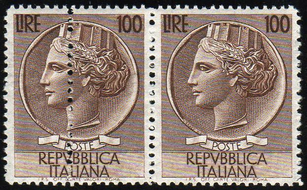1854 - 100 lire Turrita, filigrana ... 