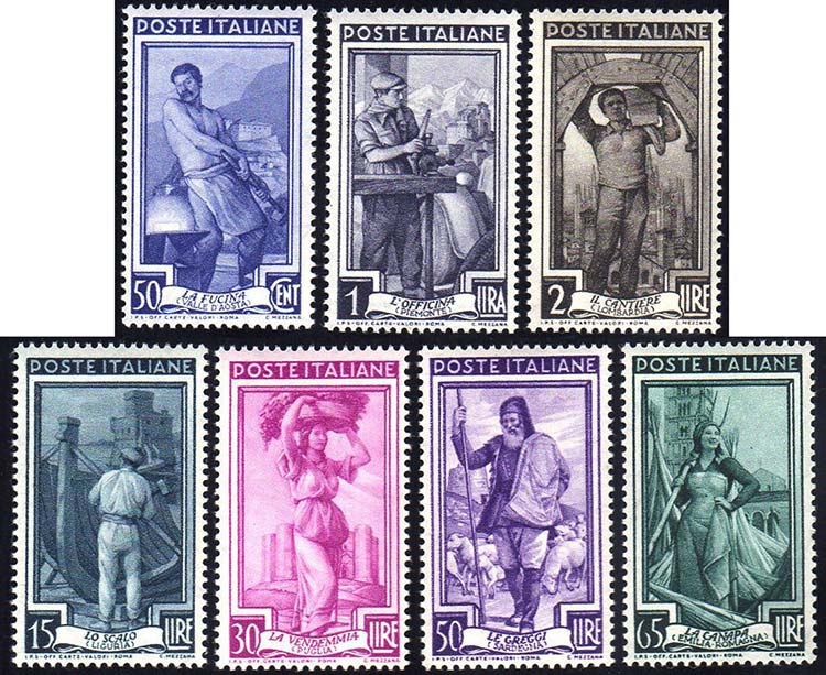 1955/57 - Lavoro, filigrana stelle ... 