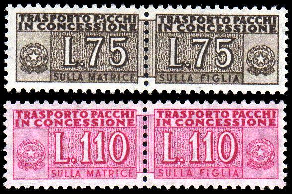 1955 - 75 e 110 lire, filigrana ... 