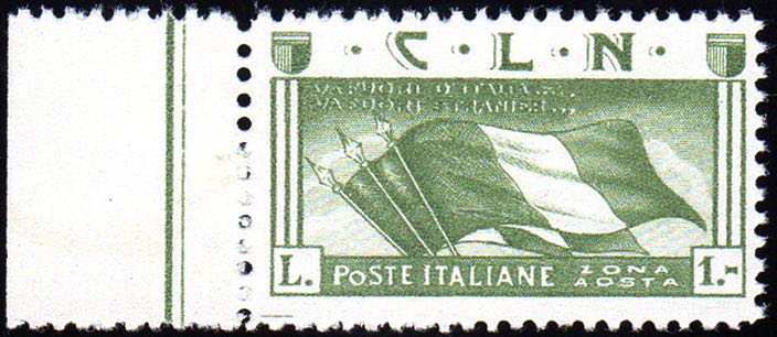 AOSTA 1944 - 1 lira verde grigio, ... 