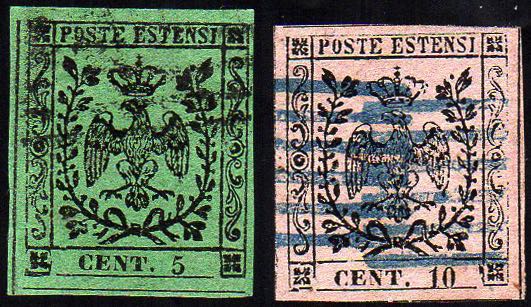 1852 - 5 cent. verde e 10 cent. ... 