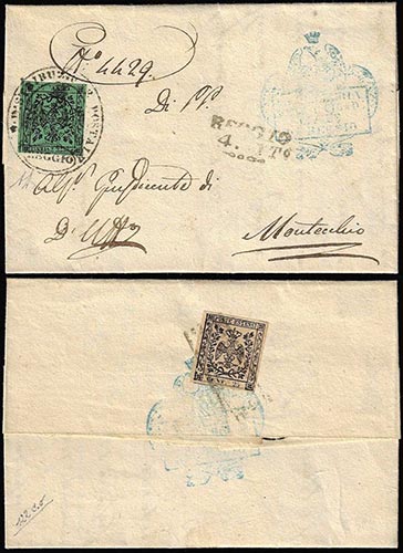 1854 - 5 cent. verde e, al verso, ... 