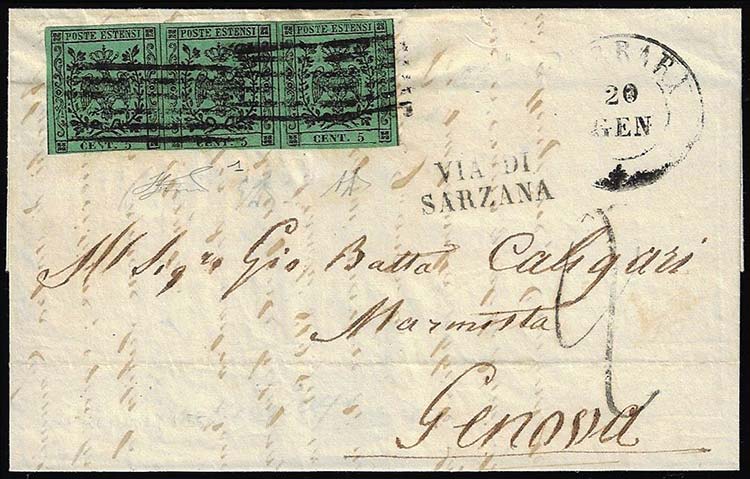 1855 - 5 cent. verde, senza punto ... 